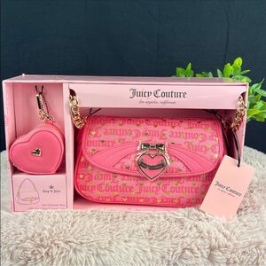 Juicy Couture Pink Crossbody Bag with Heart Charm